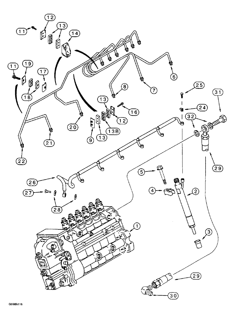 Схема запчастей Case 721B - (3-09A) - FUEL INJECTION SYSTEM, 6T-830 EMISSIONS CERTIFIED ENGINE, LOADER P.I.N. JEE053200 & AFTER (03) - FUEL SYSTEM
