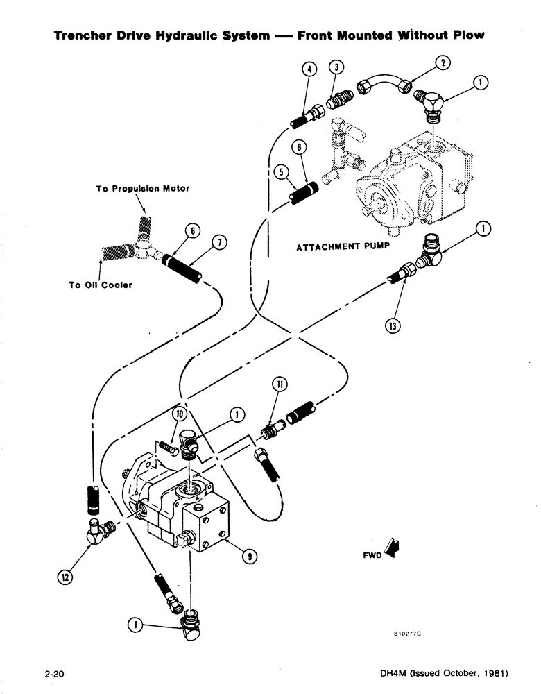 Схема запчастей Case DH4 - (2-20) - TRENCHER DRIVE HYDRAULIC SYSTEM - FRONT MOUNTED WITHOUT PLOW (35) - HYDRAULIC SYSTEMS