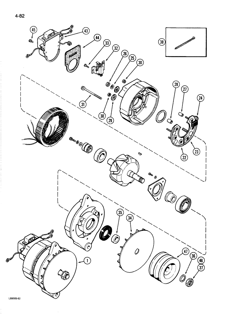 Схема запчастей Case 1187B - (4-082) - R36587 ALTERNATOR (04) - ELECTRICAL SYSTEMS