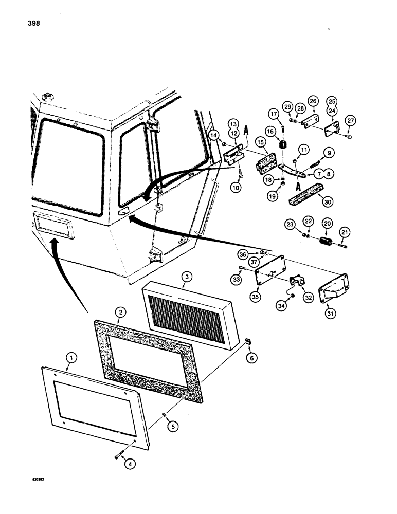Схема запчастей Case W20B - (398) - CAB FILTER AND LATCHES (09) - CHASSIS/ATTACHMENTS