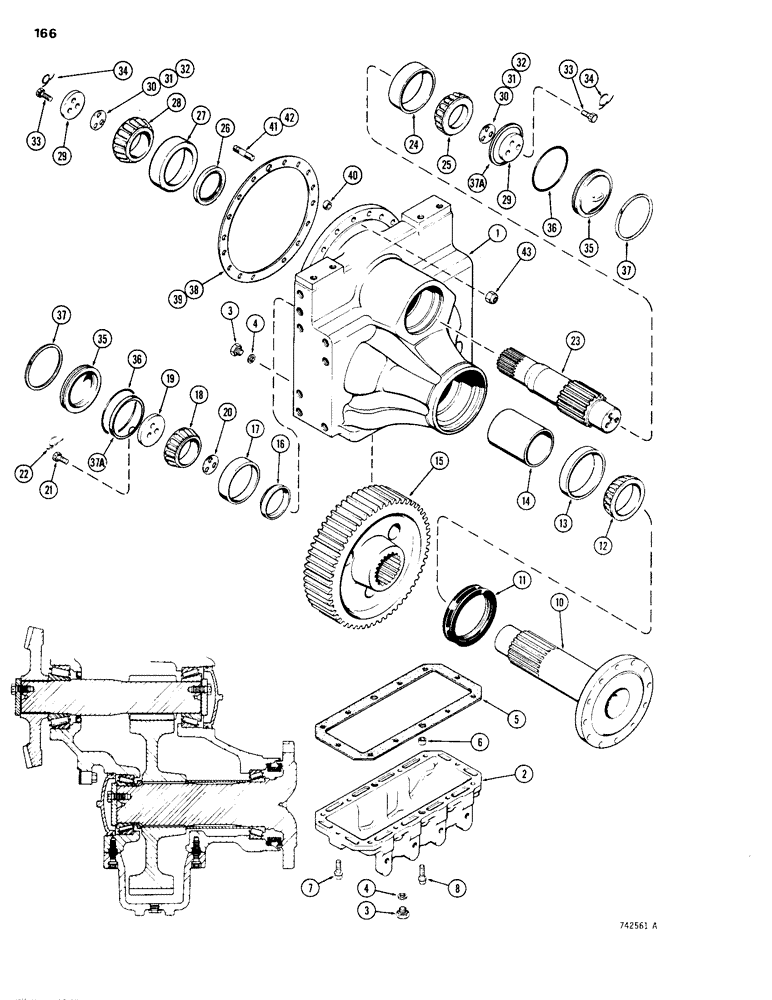 Схема запчастей Case 1150B - (166) - TRANSMISSION FINAL DRIVE, ITEM 35 RETAINED BY SNAP RING (03) - TRANSMISSION