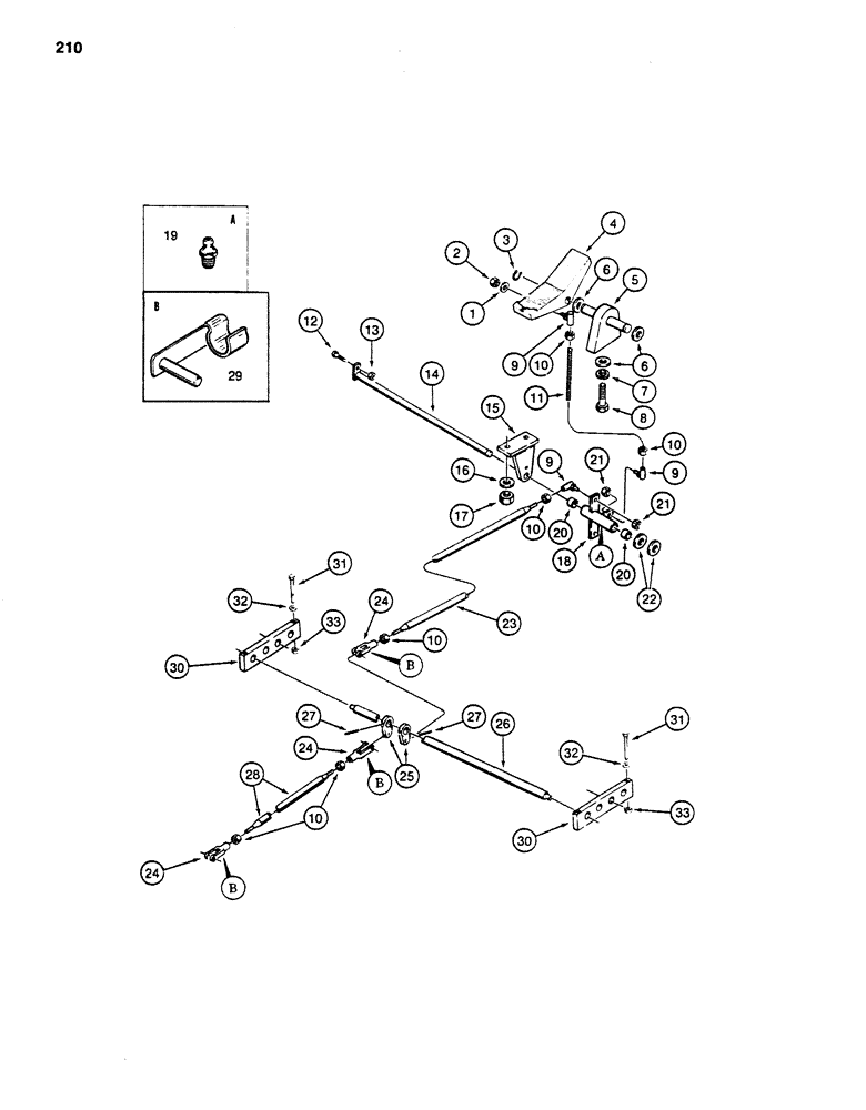 Схема запчастей Case 880D - (210) - CONTROLS, LEFT TRACK PEDAL AND LINKAGE (05) - UPPERSTRUCTURE CHASSIS