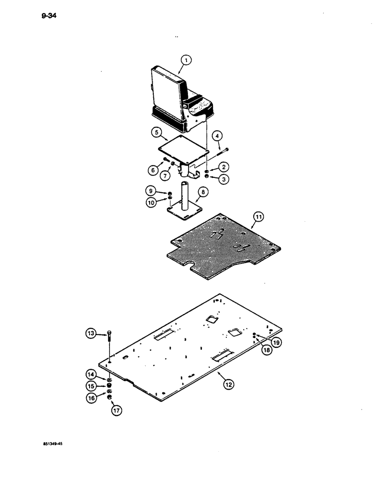 Схема запчастей Case 1187C - (9-34) - SEAT, SEAT MOUNTING, AND FLOOR PLATE (09) - CHASSIS