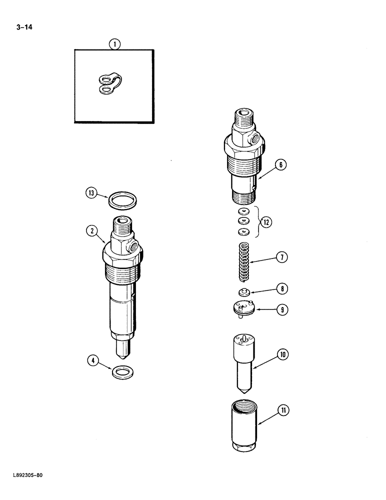 Схема запчастей Case 688 - (3-14) - FUEL INJECTION NOZZLE, 4T-390 ENGINE (03) - FUEL SYSTEM