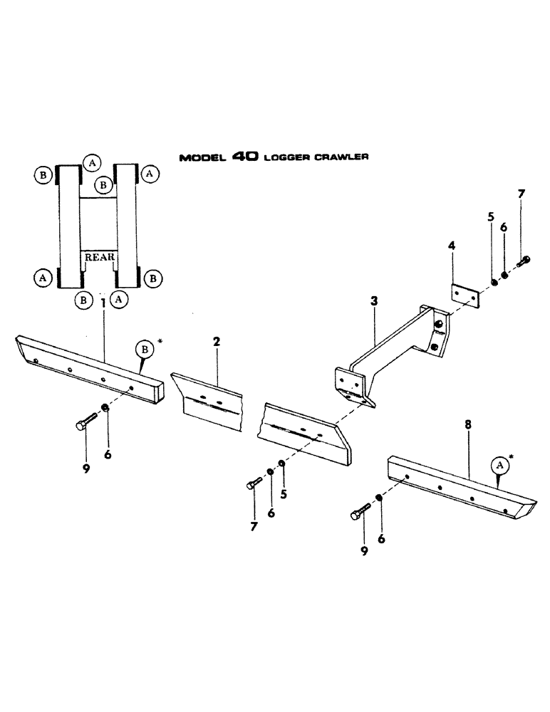 Схема запчастей Case 40BLC - (008) - TRACK GUARD, (USED ON UNITS WITH SERIAL NUMBER 450 THRU 882) (04) - UNDERCARRIAGE