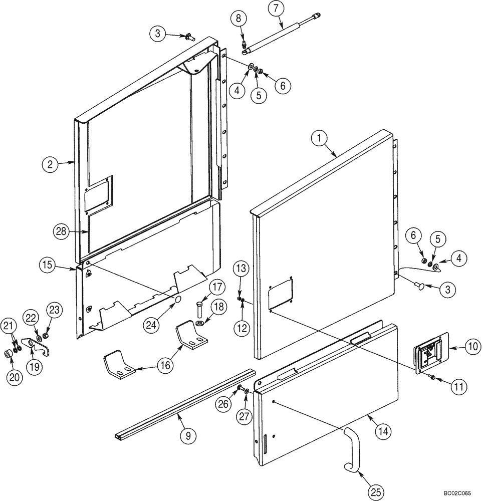 Схема запчастей Case 821C - (09-12A) - DOORS, ENGINE SIDE (09) - CHASSIS
