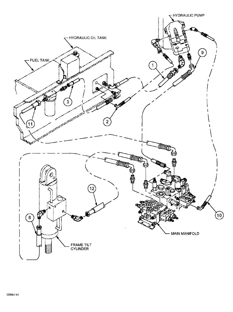 Схема запчастей Case 689G - (08-08) - BASIC HYDRAULIC CIRCUIT HOSES (08) - HYDRAULICS