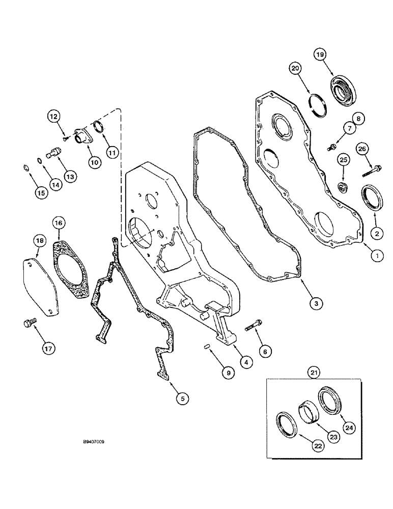 Схема запчастей Case 550E - (2-04) - FRONT GEAR COVER, 4-390 ENGINE, 4T-390 ENGINE (02) - ENGINE