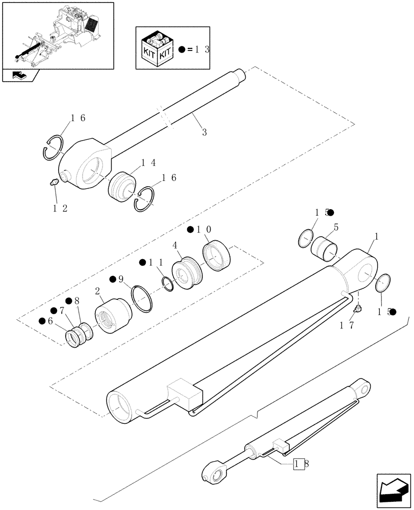 Схема запчастей Case 321E - (1.88.01/03[02]) - TIPPING CYLINDER (09) - LOADER/BACKHOE