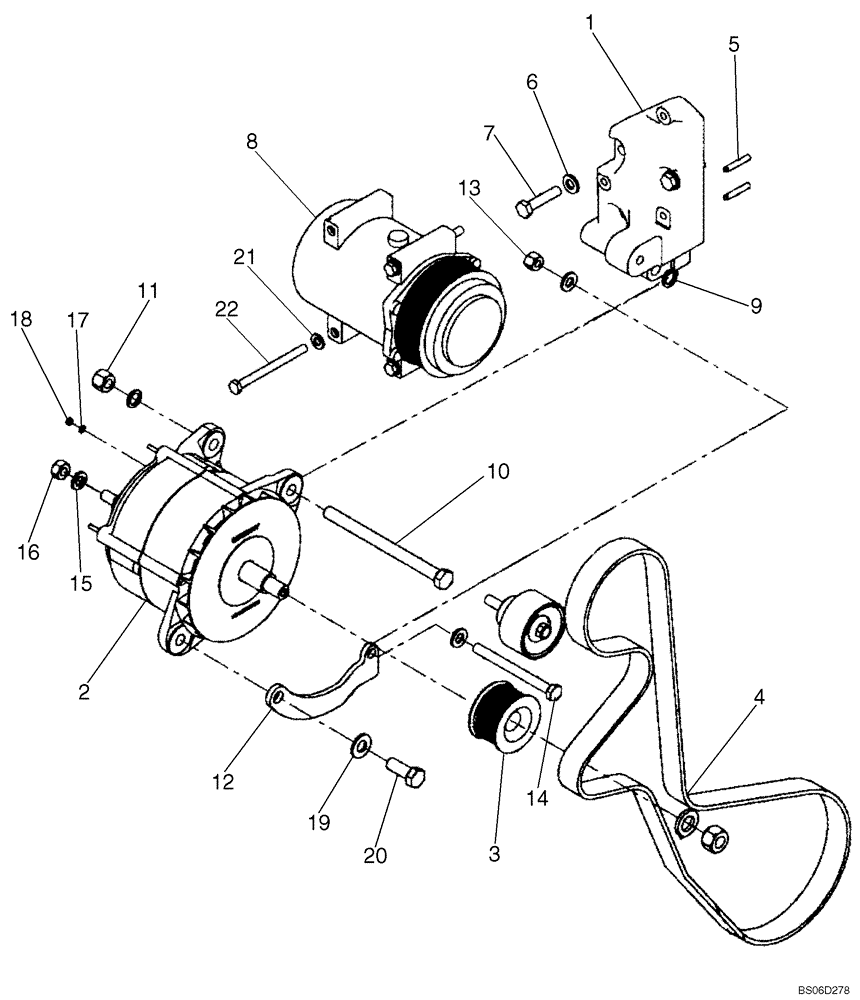 Схема запчастей Case 721E - (04-03) - ALTERNATOR - MOUNTING WITH AIR CONDITIONING (04) - ELECTRICAL SYSTEMS