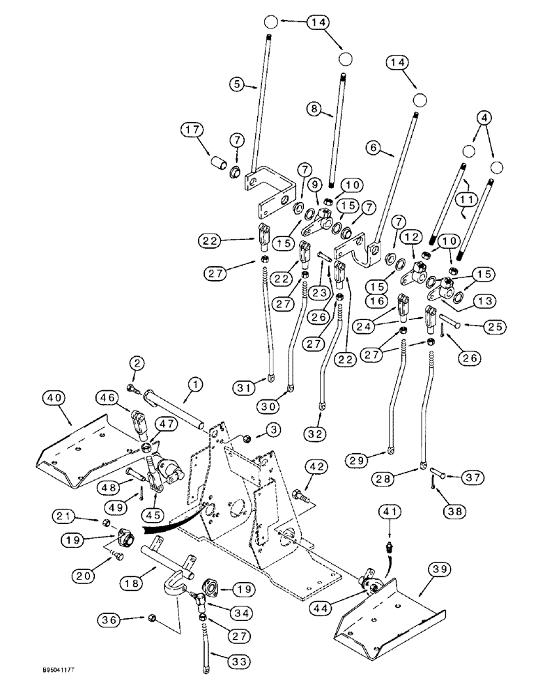Схема запчастей Case 580L - (9-023A) - BACKHOE CONTROLS WITH FOOT SWING, WITH NON-EXTENDABLE DIPPER USED W/185975A1 CONTROL TOWER SUPPORT (09) - CHASSIS/ATTACHMENTS