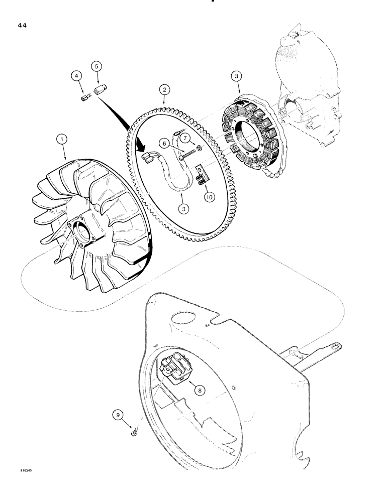 Схема запчастей Case 1816C - (044) - ALTERNATOR AND VOLTAGE REGULATOR (04) - ELECTRICAL SYSTEMS
