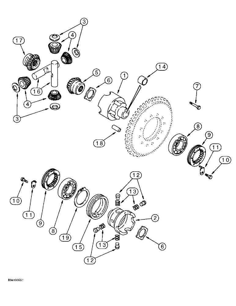 Схема запчастей Case 590L - (6-54) - REAR DRIVE AXLE, DIFFERENTIAL (06) - POWER TRAIN