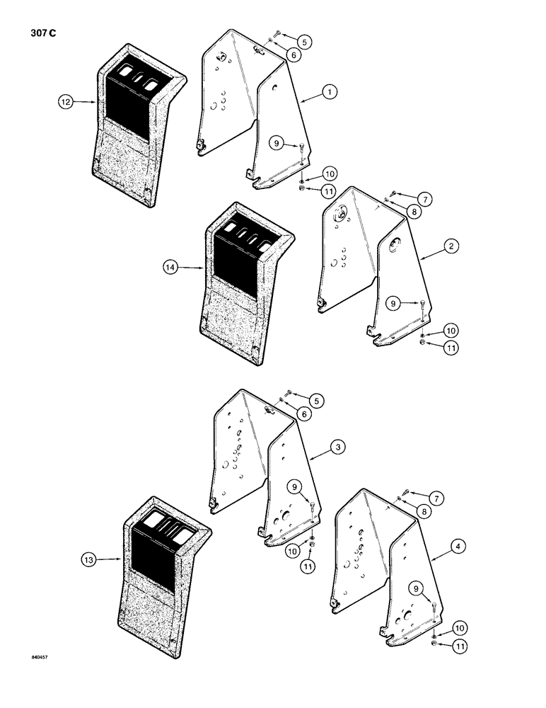 Схема запчастей Case 680H - (307C) - BACKHOE CONTROL TOWERS AND COVERS (09) - CHASSIS/ATTACHMENTS