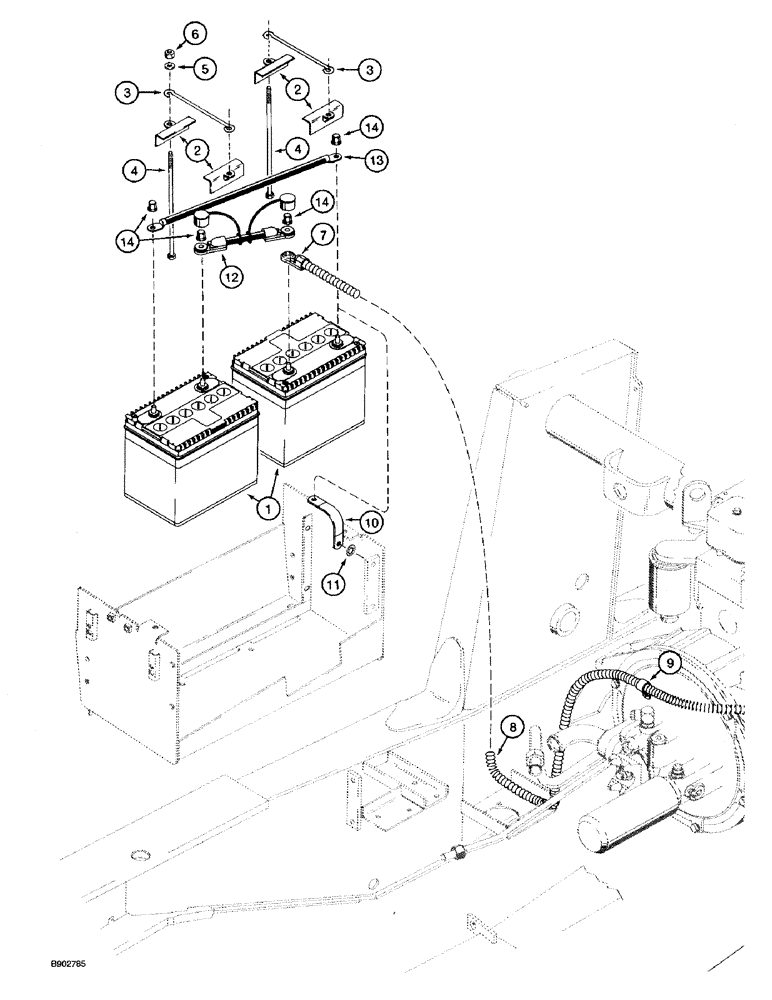 Схема запчастей Case 590 - (4-22) - BATTERIES AND CABLES, COLD START SYSTEM (04) - ELECTRICAL SYSTEMS
