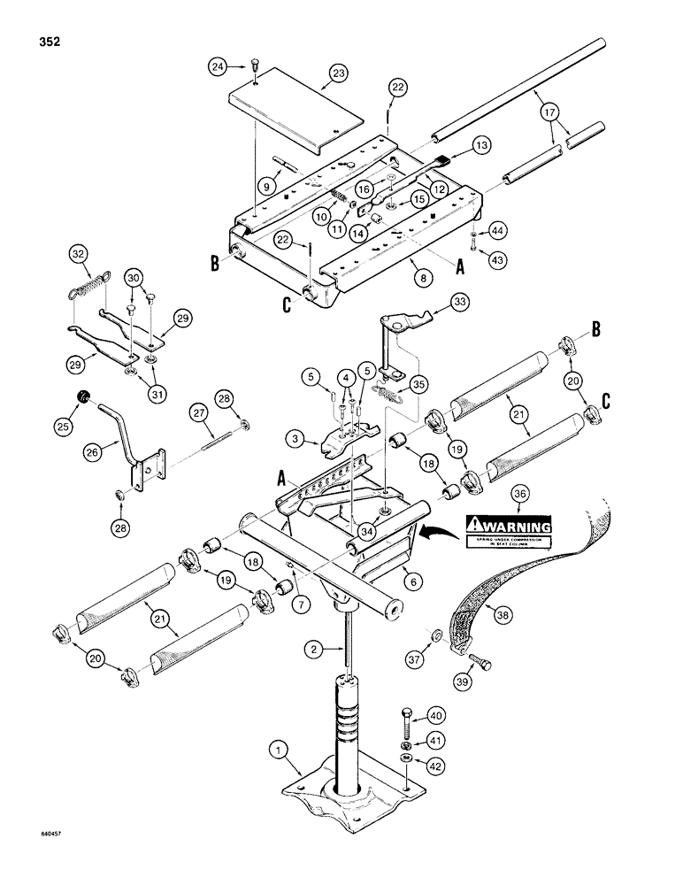 Схема запчастей Case 680H - (352) - D124104 STANDARD SEAT SUPPORT AND MOUNTING (09) - CHASSIS/ATTACHMENTS