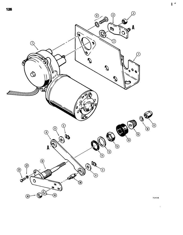 Схема запчастей Case 680G - (126) - FRONT WINDSHIELD WIPER MOTOR (04) - ELECTRICAL SYSTEMS