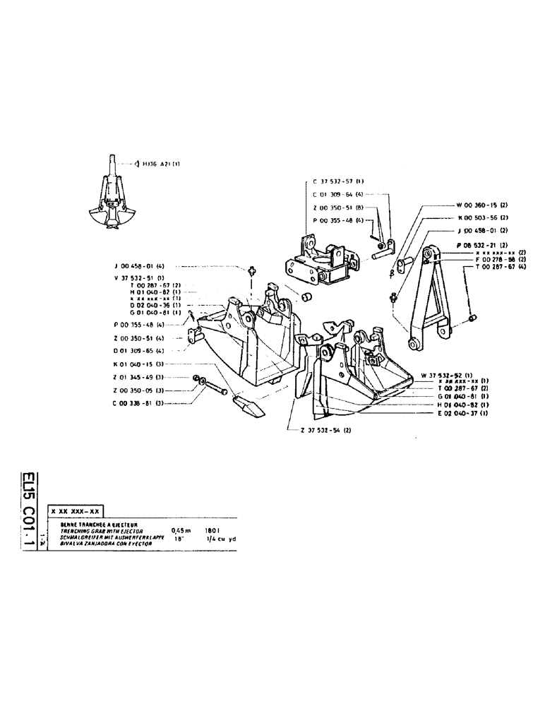 Схема запчастей Case LC80 - (141) - TRENCHING GRAB WITH EJECTOR 