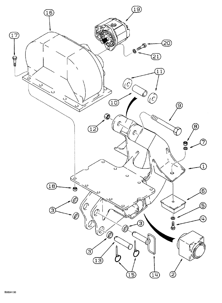 Схема запчастей Case MAXI-SNEAKER - (09-041C) - PLOW MOTOR, GEARBOX AND BLADE MOUNTING, P75 PLOW (09) - CHASSIS/ATTACHMENTS
