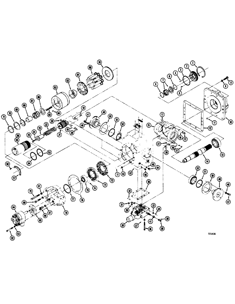 Схема запчастей Case 475 - (106) - R24324 HYDROSTATIC PUMP, VIBRATOR DRIVE (21) - TRANSMISSION