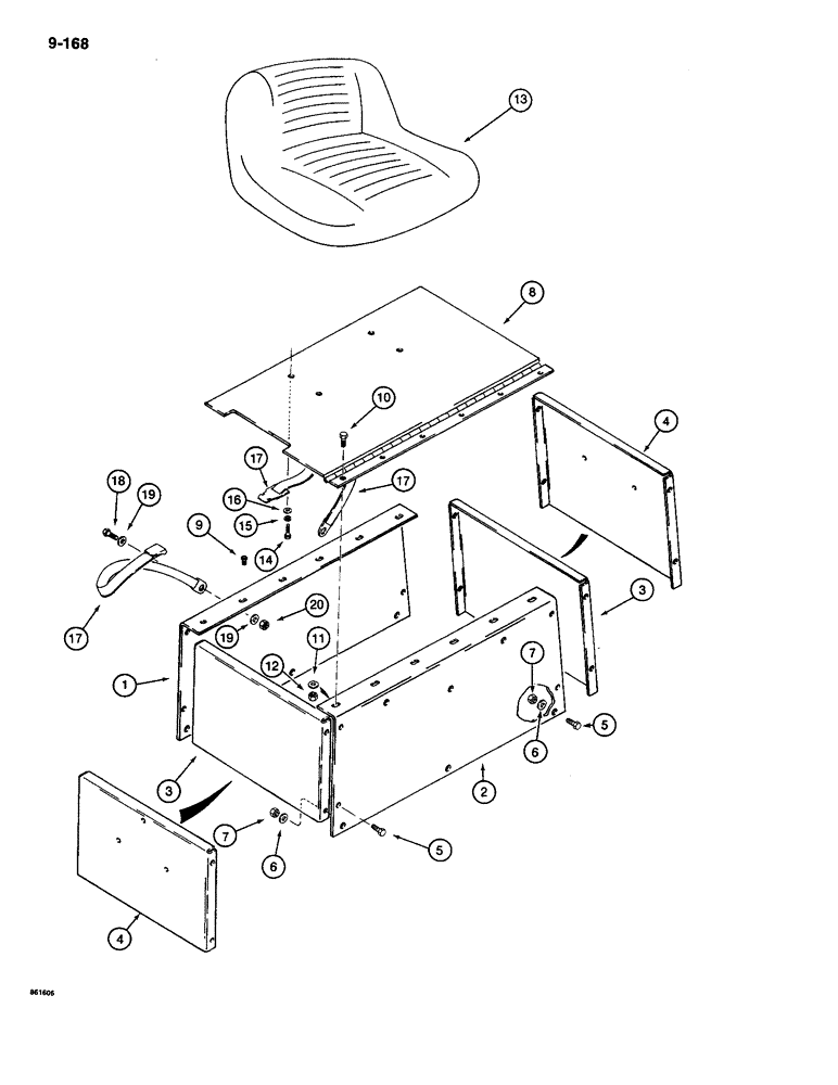 Схема запчастей Case CASE - (9-168) - SEAT AND SEAT MOUNTING (09) - CHASSIS