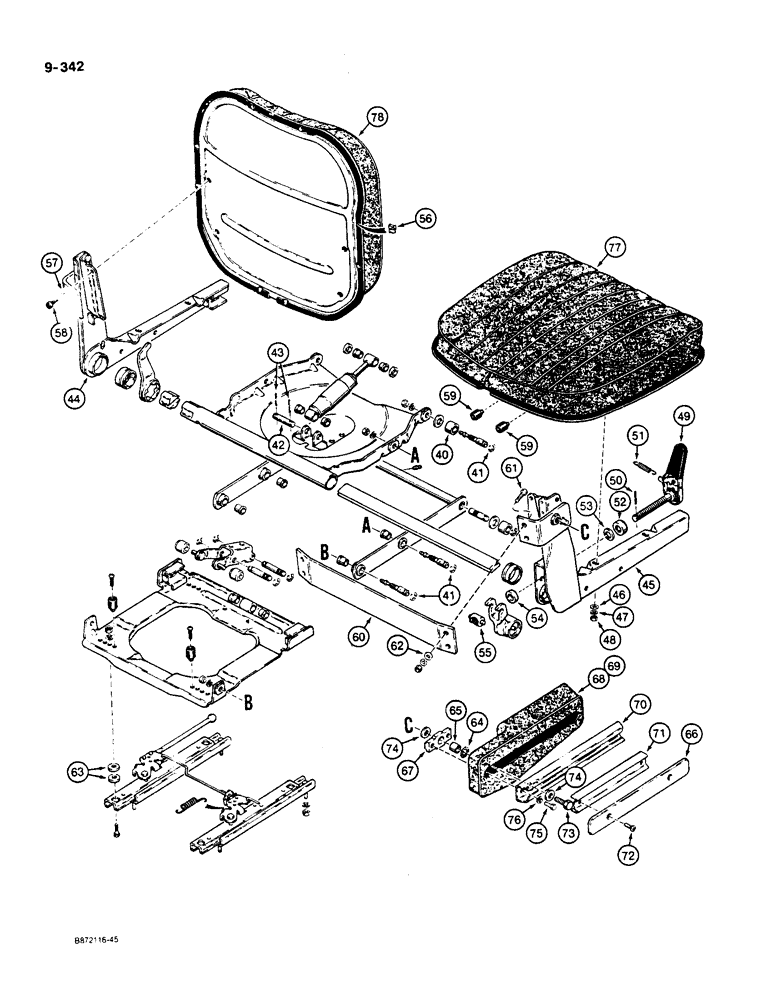 Схема запчастей Case W36 - (9-342) - SUSPENSION SEAT (09) - CHASSIS/ATTACHMENTS