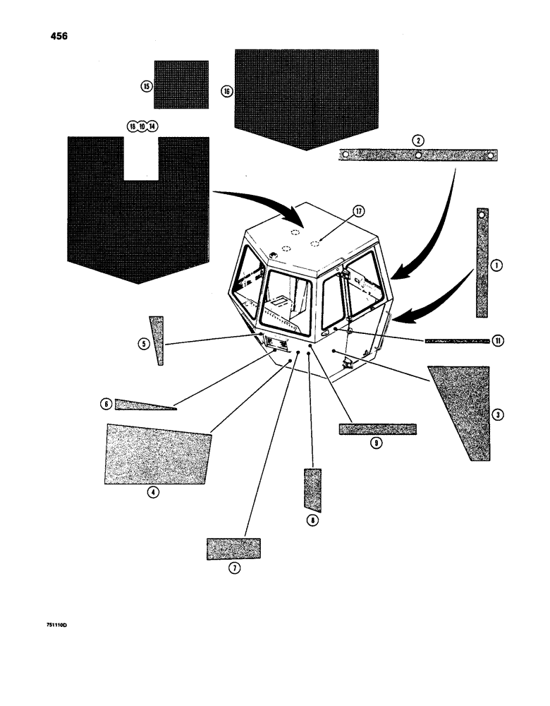 Схема запчастей Case W24C - (456) - NOISE REDUCTION PADS, USED BEFORE CAB SN 27750 (09) - CHASSIS/ATTACHMENTS