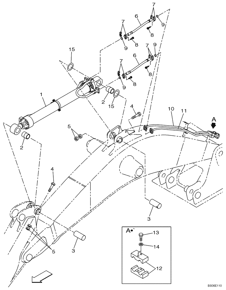 Схема запчастей Case CX800 - (08-016-00[01]) - HYDRAULIC CIRCUIT - DIPPER CYLINDER - BOOM (7.25 M) - (WITHOUT VALVE, PRESSURE RELIEF) (08) - HYDRAULICS