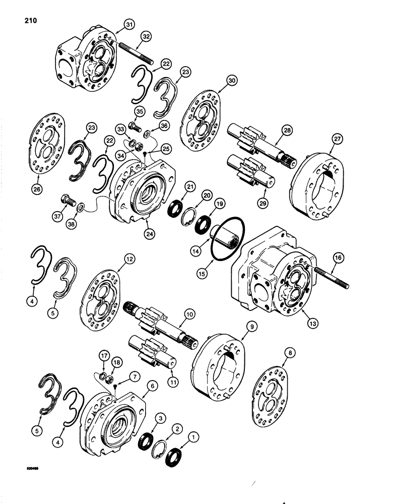 Схема запчастей Case 1080 - (210) - S615229 HYDRAULIC PUMP, USED WITH CASE ENGINE (35) - HYDRAULIC SYSTEMS