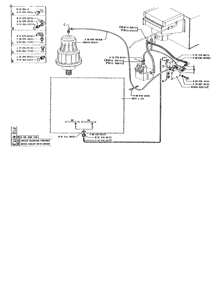 Схема запчастей Case 90BCL - (200) - SWING CIRCUIT WITH BRAKE (07) - HYDRAULIC SYSTEM
