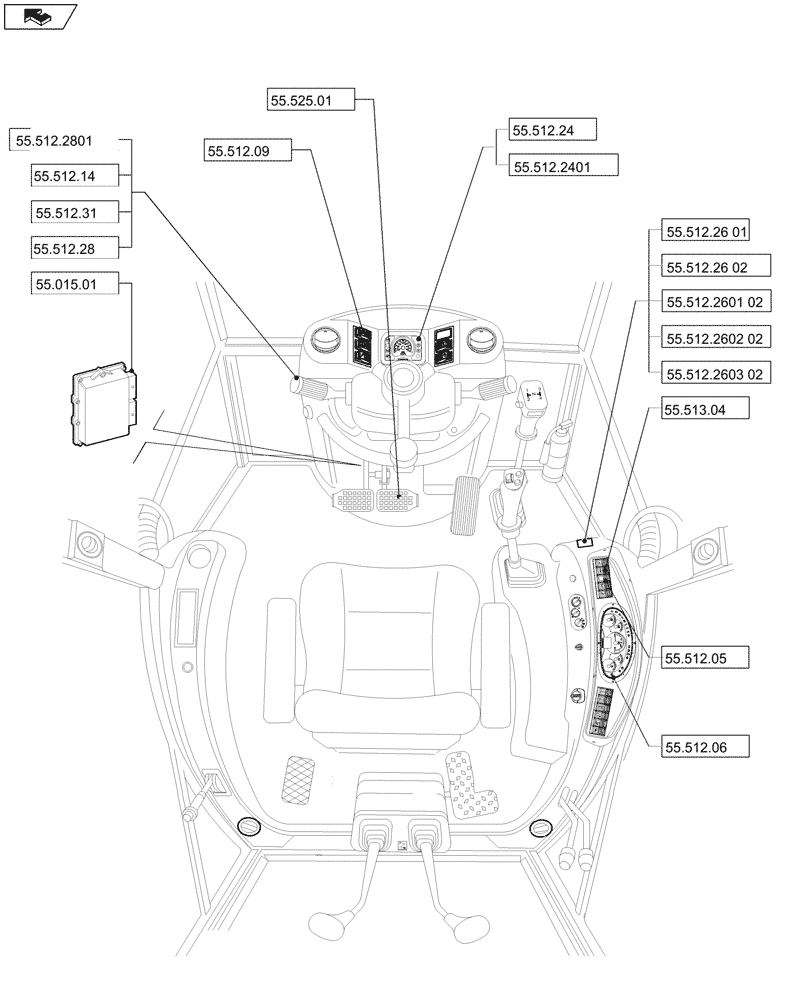 Схема запчастей Case 580SN WT - (00.000.55[04]) - PICTORIAL INDEX - ELECTRICAL SYSTEM (00) - GENERAL & PICTORIAL INDEX