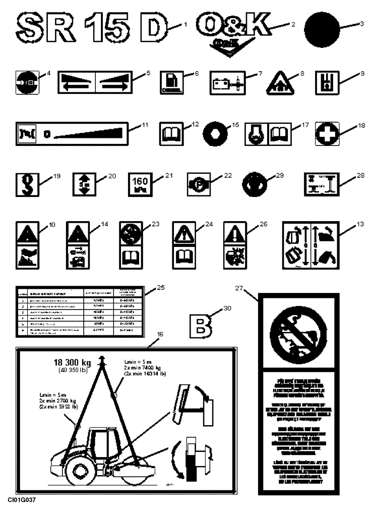 Схема запчастей Case SR15 - (12-028-01[01]) - DECALS (09) - CHASSIS/ATTACHMENTS