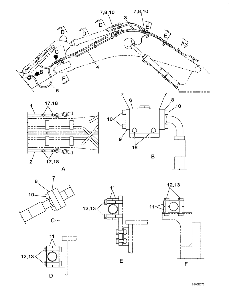 Схема запчастей Case CX800 - (08-044-00[01]) - HYDRAULIC CIRCUIT - PICK HAMMER - BOOM (7.25 M) - DIPPER (3.00 M) (08) - HYDRAULICS