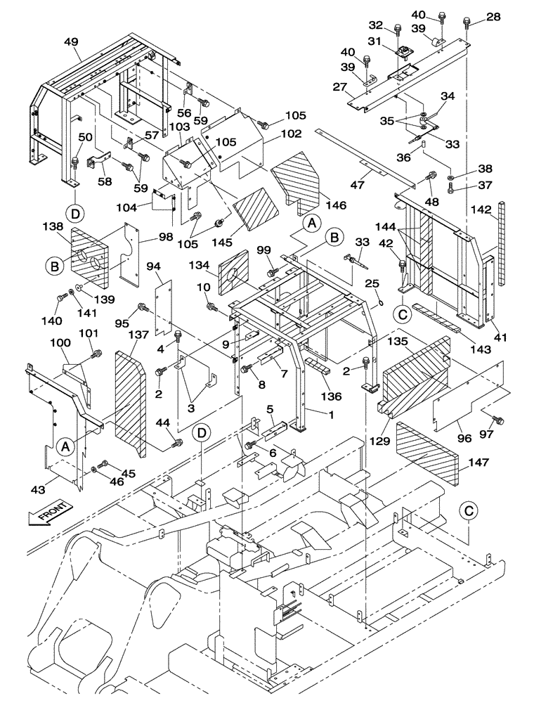 Схема запчастей Case CX350 - (09-017-00[01]) - SOUNDPROOFING - COWLING (09) - CHASSIS