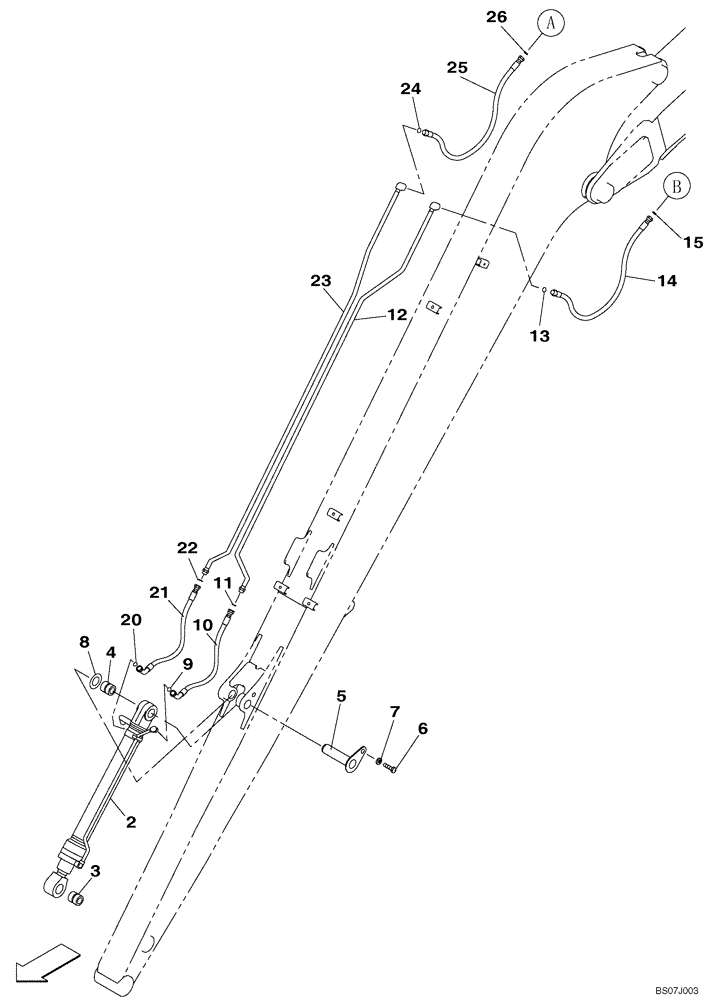 Схема запчастей Case CX210BLR - (08-14) - HYDRAULICS - BUCKET, 6.40 M (21 FT) ARM (08) - HYDRAULICS