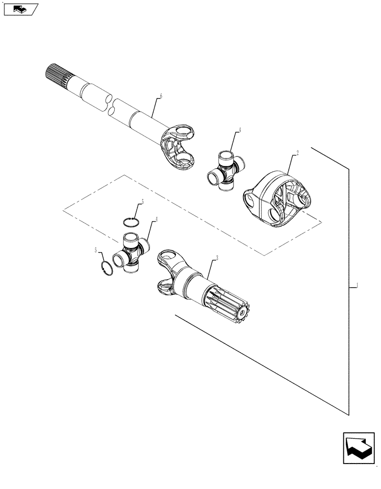 Схема запчастей Case 580SN - (25.300.02) - AXLE, FRONT DRIVE - SHAFTS, AXLE (580N, 580SN) (25) - FRONT AXLE SYSTEM