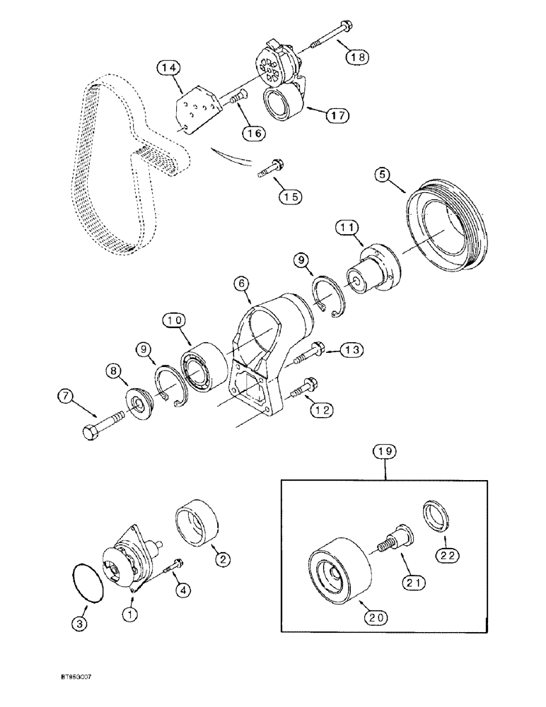 Схема запчастей Case 590SL - (2-16) - WATER PUMP SYSTEM, 4T-390 ENGINE (02) - ENGINE