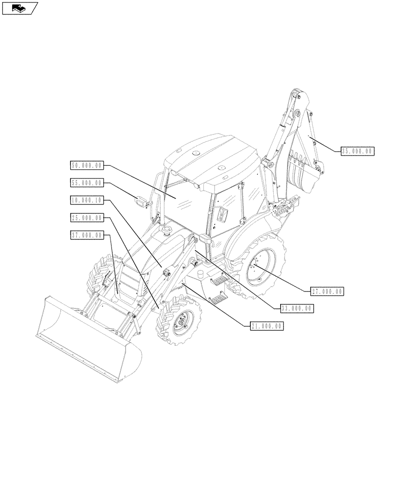 Схема запчастей Case 580SN WT - (00.000.00[01]) - PICTORIAL INDEX - MAIN SECTIONS (00) - GENERAL & PICTORIAL INDEX