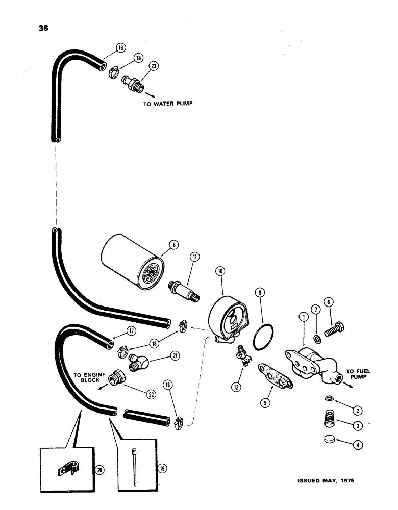 Схема запчастей Case 850 - (036) - OIL FILTER AND COOLER, (301) DIESEL ENGINE, 1ST USED ENG. S/N 2574432 (01) - ENGINE