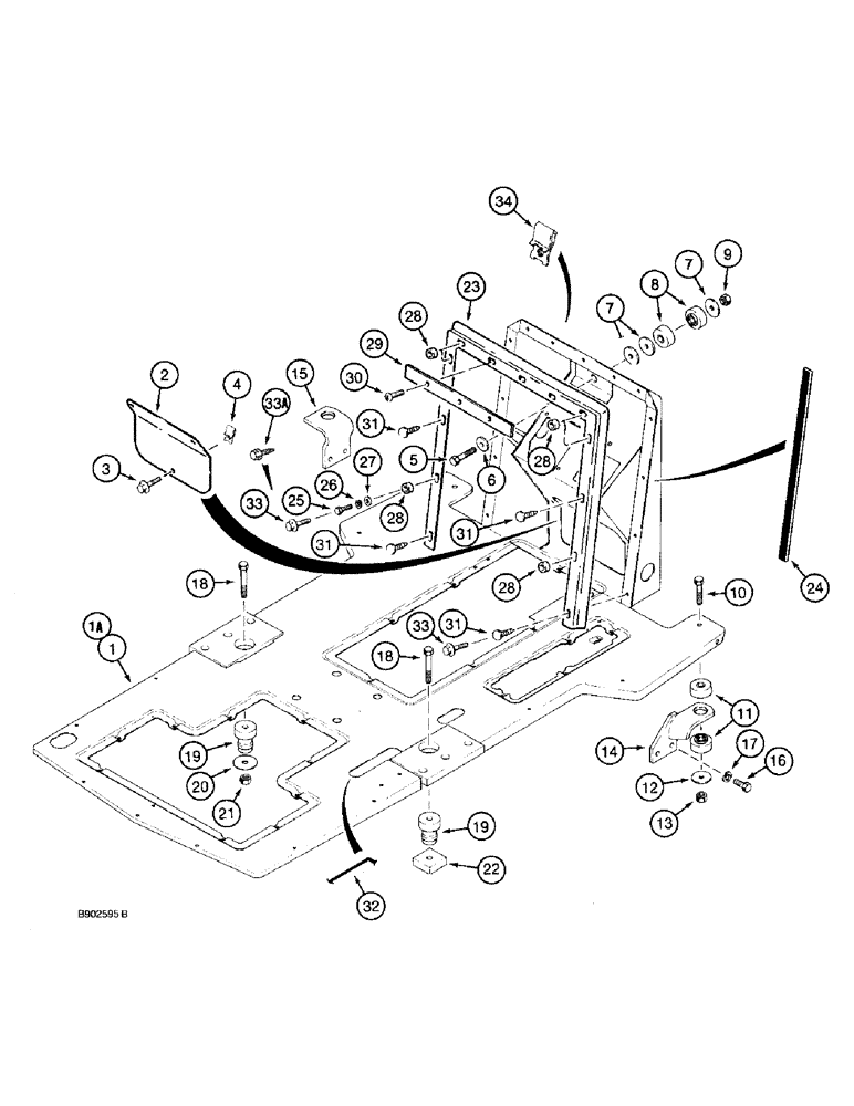 Схема запчастей Case 590 - (9-080) - OPERATORS COMPARTMENT FRAME AND MOUNTING (09) - CHASSIS/ATTACHMENTS