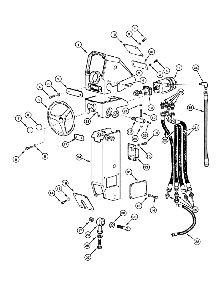 Схема запчастей Case 845 DHP - (05-02[01]) - STEERING COLUMN - ASSEMBLY (05) - STEERING
