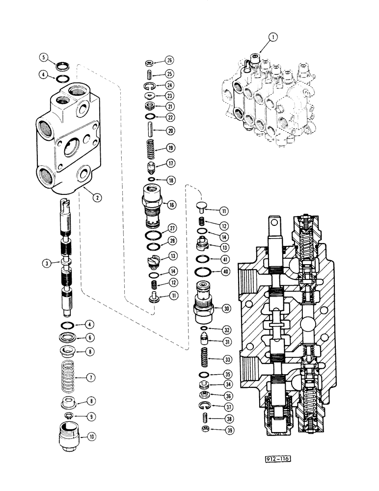 Схема запчастей Case 35 - (194) - BOOM CONTROL VALVES G33099 