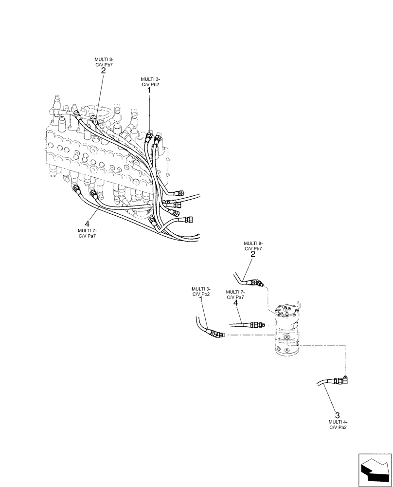 Схема запчастей Case CX50B - (01-045[01]) - CONTROL LINES, MULTI (35) - HYDRAULIC SYSTEMS