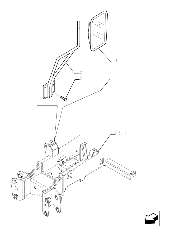 Схема запчастей Case TX1055 - (1.86.2[01]) - RIGHT REAR VIEW MIRROR (90) - PLATFORM, CAB, BODYWORK AND DECALS