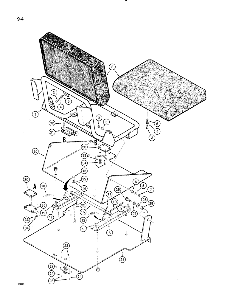 Схема запчастей Case 35C - (9-04) - BACKHOE SEAT, 850C CRAWLER ONLY (09) - CHASSIS/ATTACHMENTS