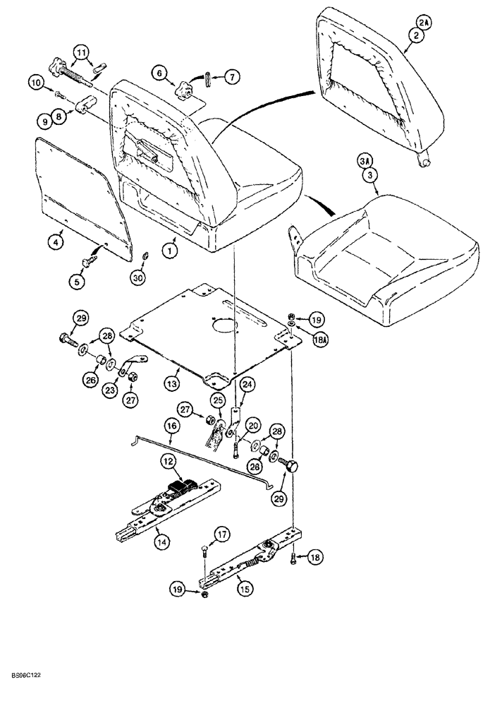 Схема запчастей Case 1150G - (9-038) - SUSPENSION SEAT ASSEMBLY (05) - UPPERSTRUCTURE CHASSIS