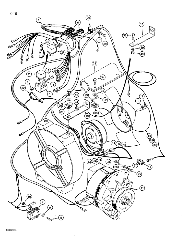 Схема запчастей Case 360 - (4-16) - MAIN WIRING HARNESS AND CONNECTIONS - WISCONSIN GASOLINE ENGINE MODELS PRIOR TO P.I.N. JAF0022340 (04) - ELECTRICAL SYSTEMS