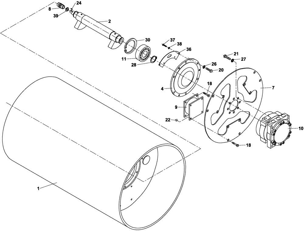 Схема запчастей Case DV204 - (12-2A/4[01]) - VIBRATORY - DRUM (12) - Chassis/Attachments
