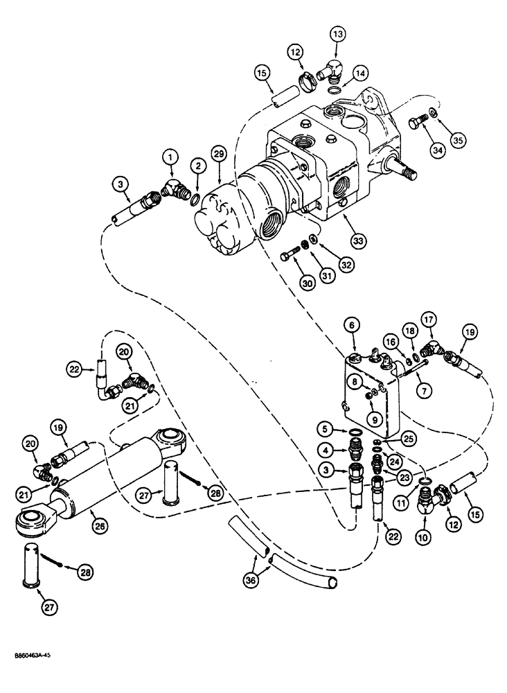 Схема запчастей Case CASE - (5-12) - STEERING HYDRAULIC CIRCUIT (05) - STEERING