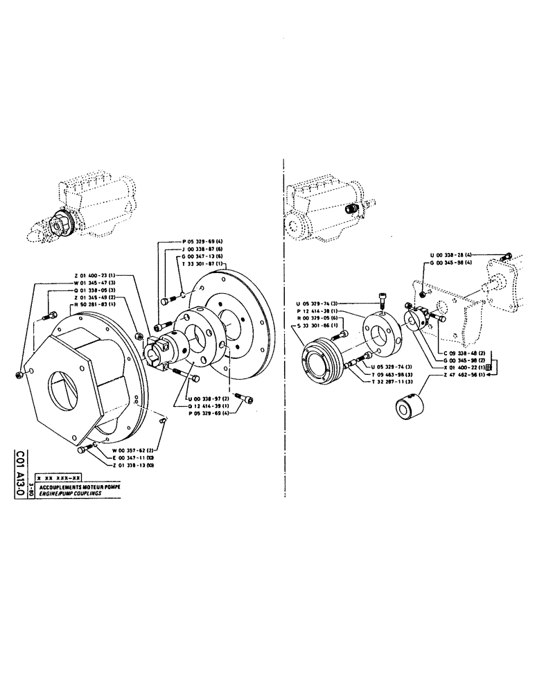 Схема запчастей Case 160CK - (079) - ENGINE/PUMP COUPLINGS (01) - ENGINE